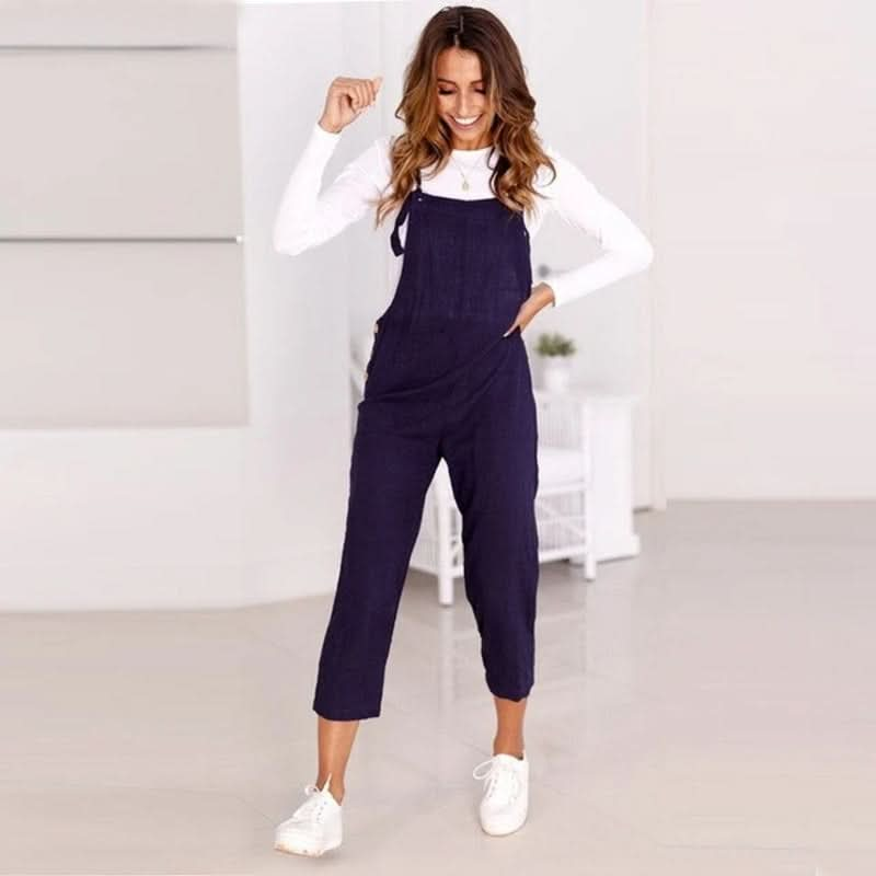 Ärmelloser Jumpsuit mit verstellbaren Trägern und Seitentaschen für Damen