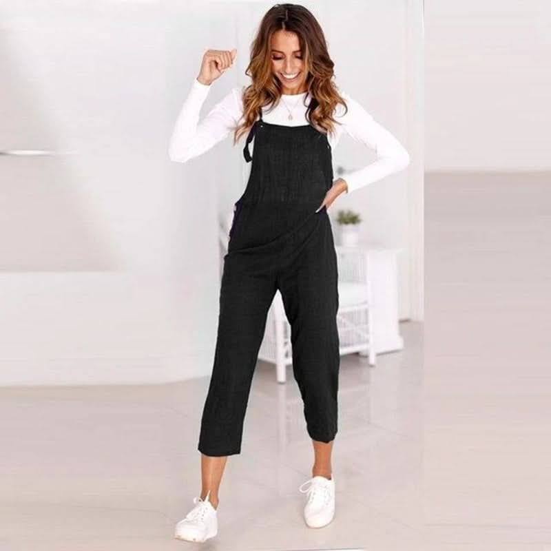 Ärmelloser Jumpsuit mit verstellbaren Trägern und Seitentaschen für Damen