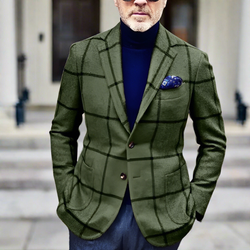 Tweed-Blazer mit Knopfverschluss und Reverskragen